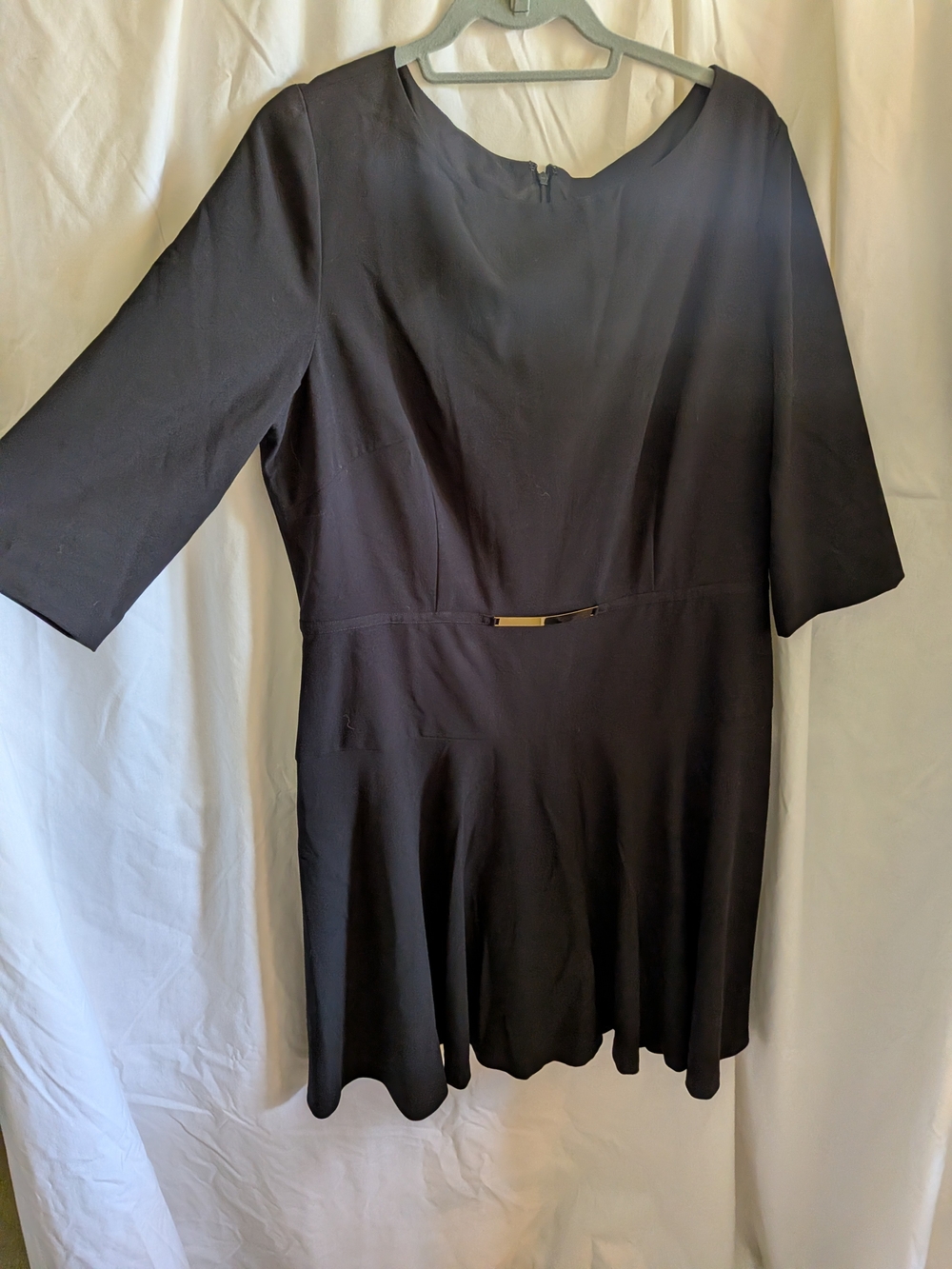 Tahari Black Fit-and-Flare Mini Dress with Waist Accent